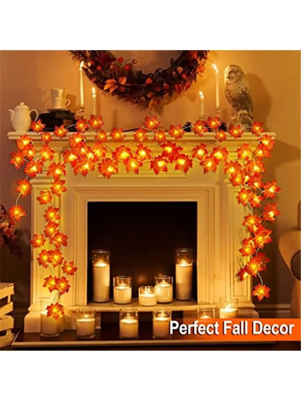 Timer 5 Pack Fall Decor Fall Garland with Lights Total 100LED 50FT